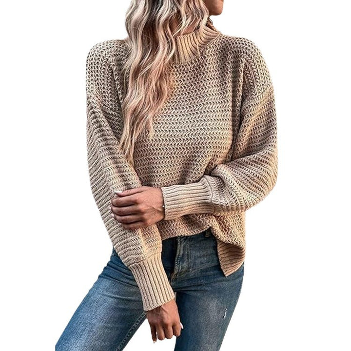 Damsstickad tröja med hög krage och strukturerad design Mirla-Eva Jonsson