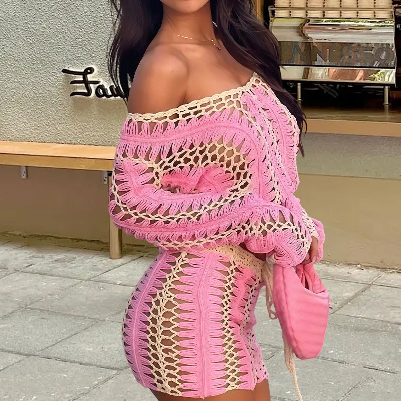 Damstickad crop top och kjolset med unikt virkmönster Mirla-Eva Jonsson