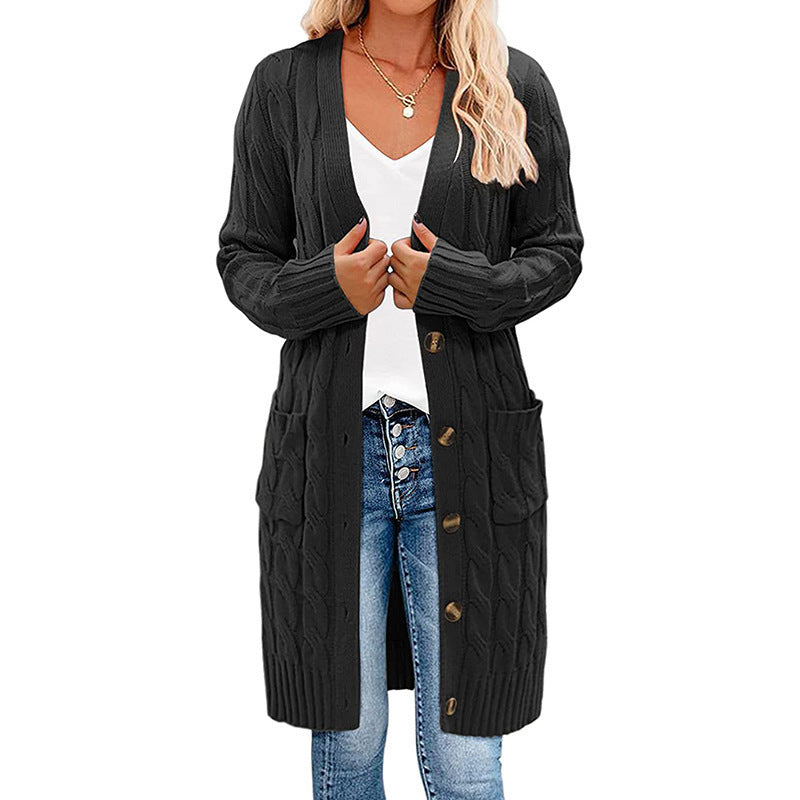 Damstickad jacka med djupt V-hals och praktiska fickor Eva Jonsson-Eva Jonsson