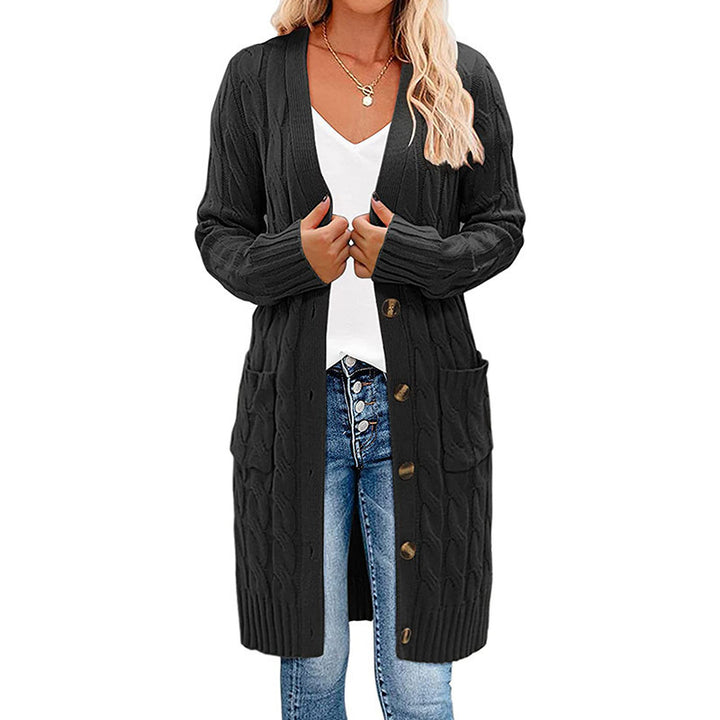 Damstickad jacka med djupt V-hals och praktiska fickor Eva Jonsson-Eva Jonsson