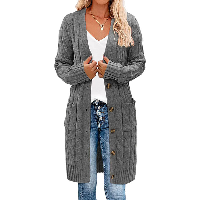 Damstickad jacka med djupt V-hals och praktiska fickor Eva Jonsson-Eva Jonsson