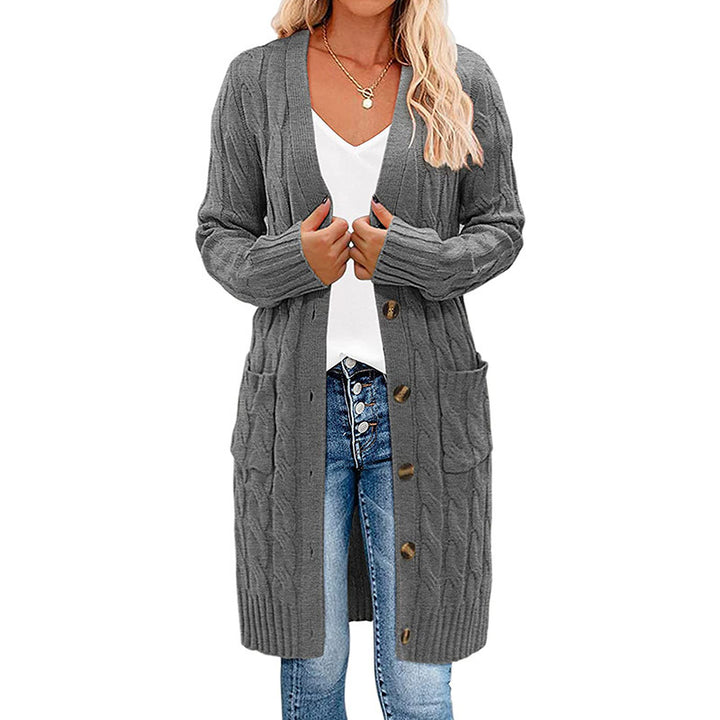 Damstickad jacka med djupt V-hals och praktiska fickor Eva Jonsson-Eva Jonsson