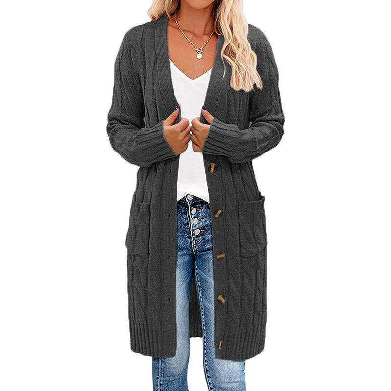 Damstickad jacka med djupt V-hals och praktiska fickor Eva Jonsson-Eva Jonsson