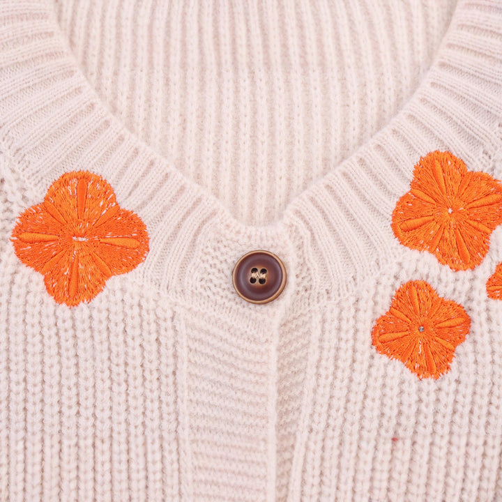 Damstickad jacka med florala detaljer Mirla-Eva Jonsson
