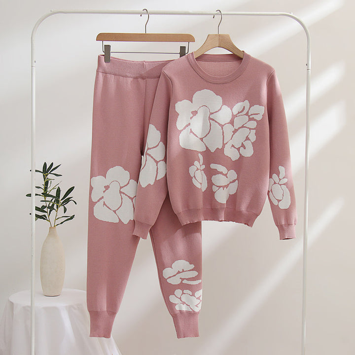 Damstickad jumpsuit med blommönster Mirla-Eva Jonsson