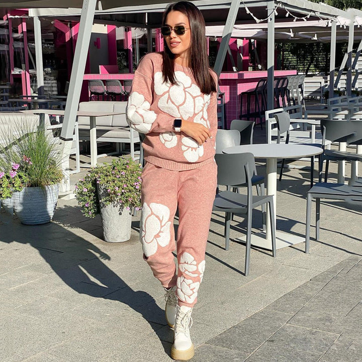 Damstickad jumpsuit med blommönster Mirla-Eva Jonsson