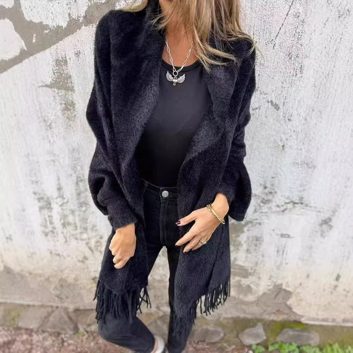 Damstickad kappa med fransar Mirla-Eva Jonsson