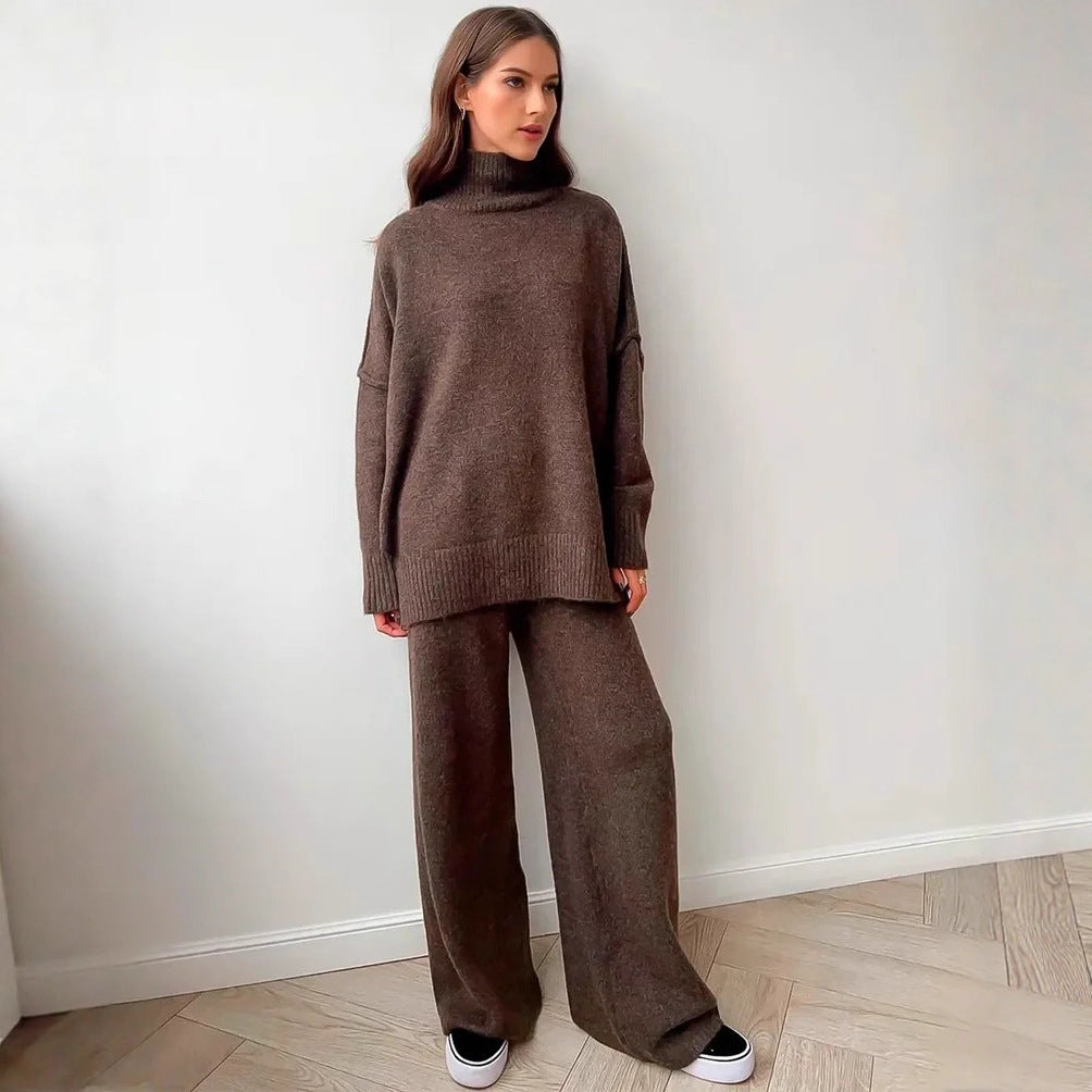 Damstickad klänning med hög krage och avslappnad silhuett Mirla-Eva Jonsson