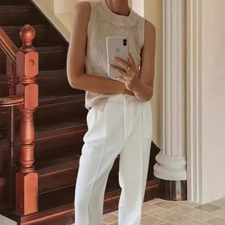 Damstickad överdel med elegant hålmönster Mirla-Eva Jonsson