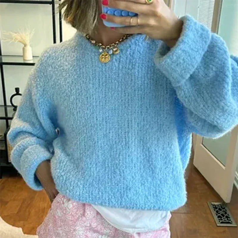 Damstickad pullover | Loose Fit | Varm | Stickad tröja | Jumper för damer-Eva Jonsson