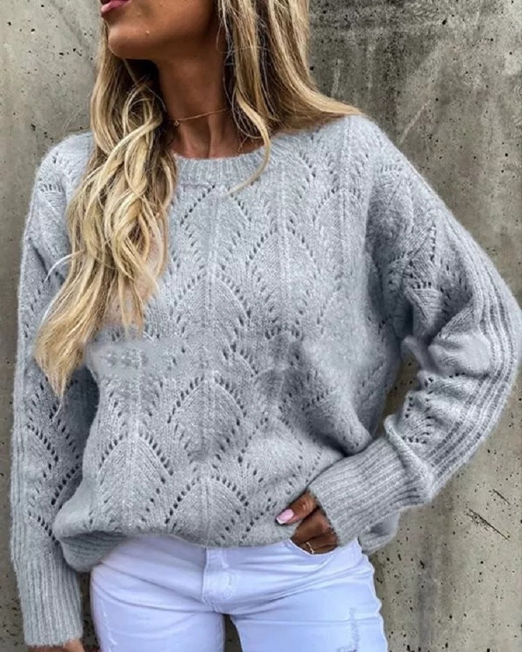 Damstickad tröja med fint hålmönster Mirla-Eva Jonsson