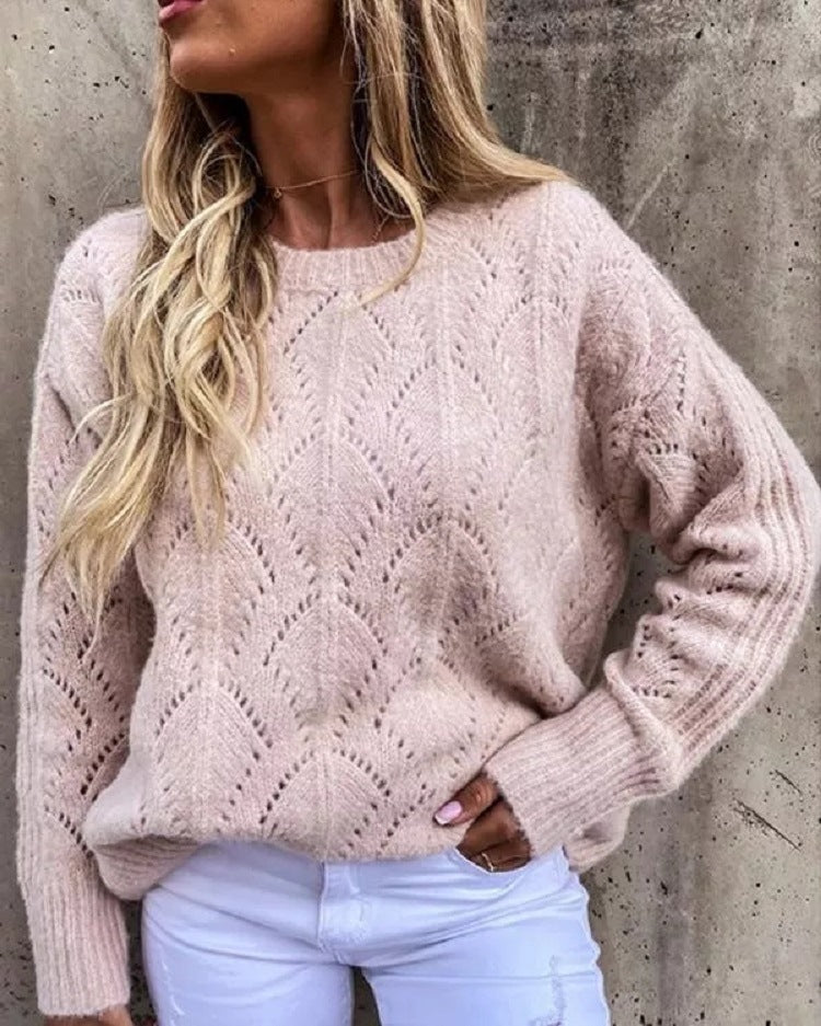 Damstickad tröja med fint hålmönster Mirla-Eva Jonsson