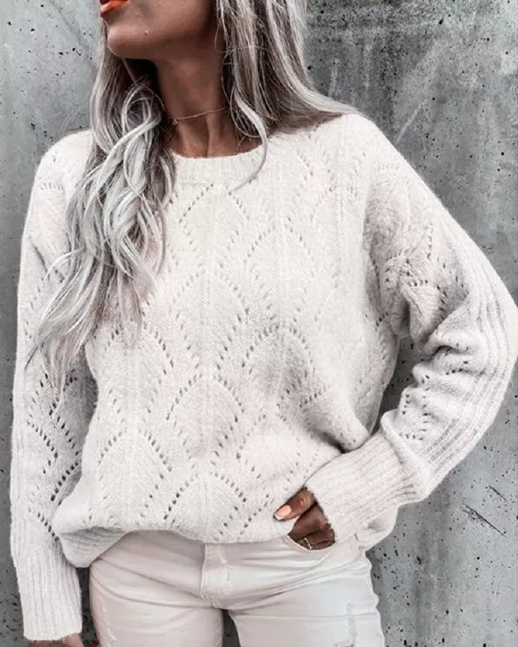 Damstickad tröja med fint hålmönster Mirla-Eva Jonsson