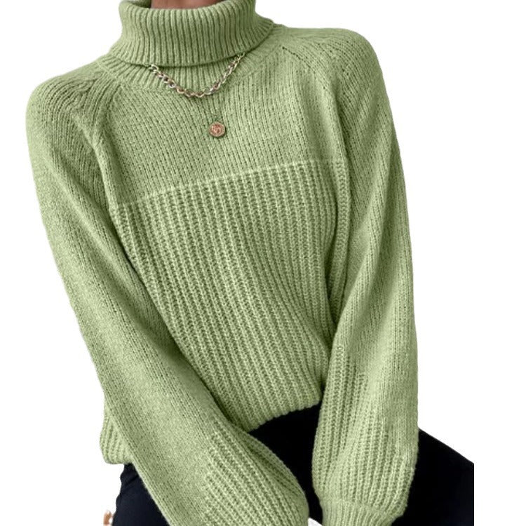 Damstickad tröja med högt krage och strukturerad ribbdesign Mirla-Eva Jonsson