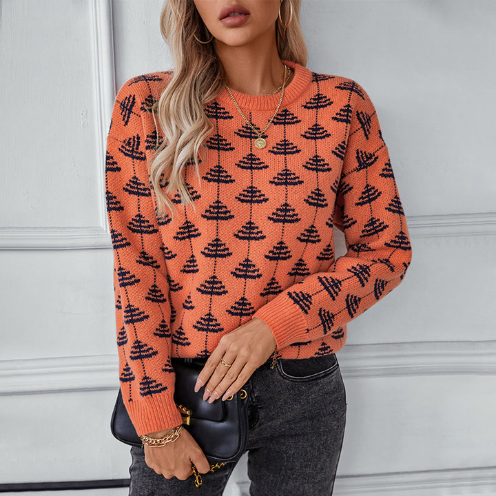 Damstickad tröja med lekfullt träddesign och mjukt material Eva Jonsson-Eva Jonsson