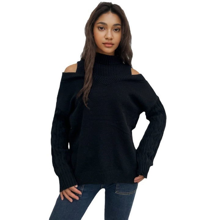 Damstickad tröja med off-shoulder-design och strukturerade ärmar Mirla-Eva Jonsson