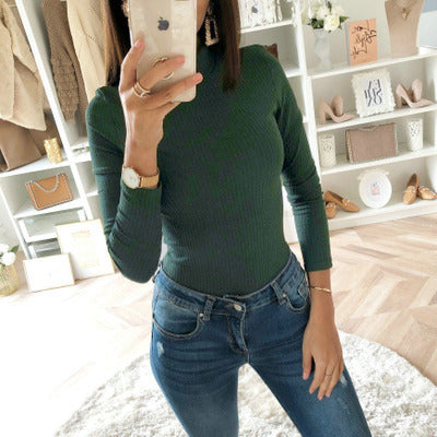 Damstickad tröja med ståkrage och högkvalitativ ribbdesign Mirla-Eva Jonsson