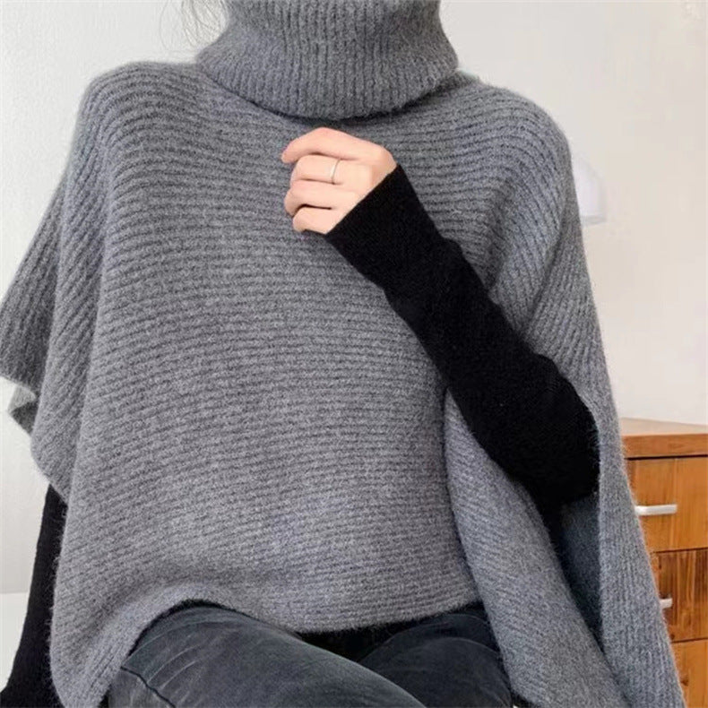 Damstickponcho med hög krage Mirla-Eva Jonsson