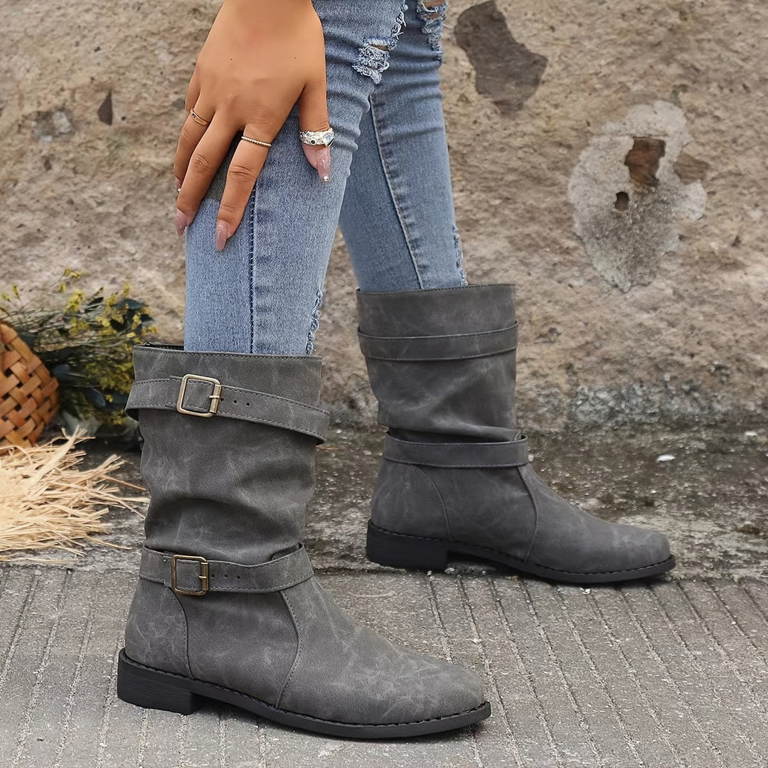 Damstövlar | Spänne | Vintage | Midkalvstövlar | Slouchy stövlar-Eva Jonsson