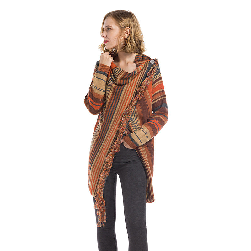 Damstrickponcho med fransar Mirla-Eva Jonsson