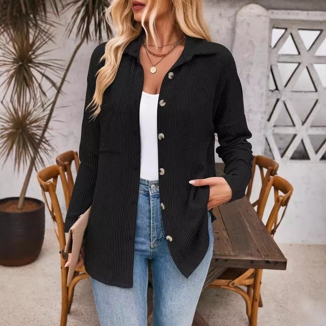 Damstrukturierter Button-Down-Blus med fickor Mirla-Eva Jonsson