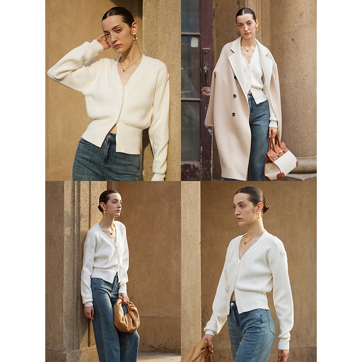 Damstylig cardigan med knappar och elegant V-hals Mirla-Eva Jonsson