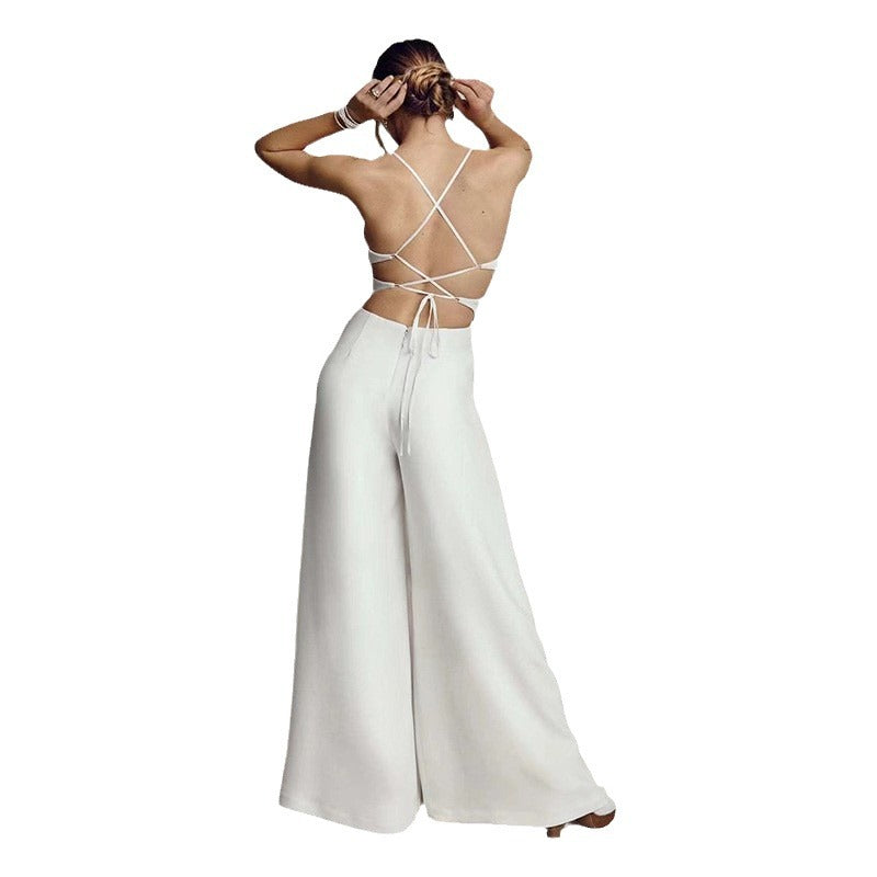 Damsuit med Elegant V-ringning och Flödande Ben Mirla-Eva Jonsson