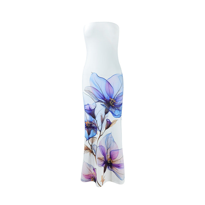 Damsvår Maxikjol med stiliga blommotiv Mirla-Eva Jonsson