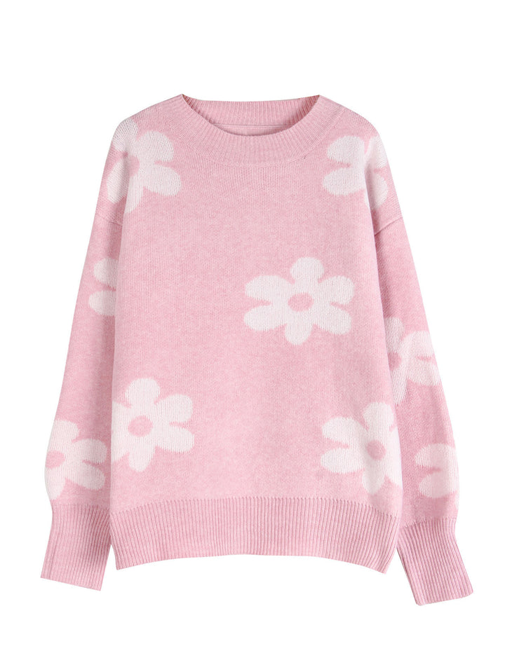 Damsweater med blommönster och avslappnad passform Mirla-Eva Jonsson