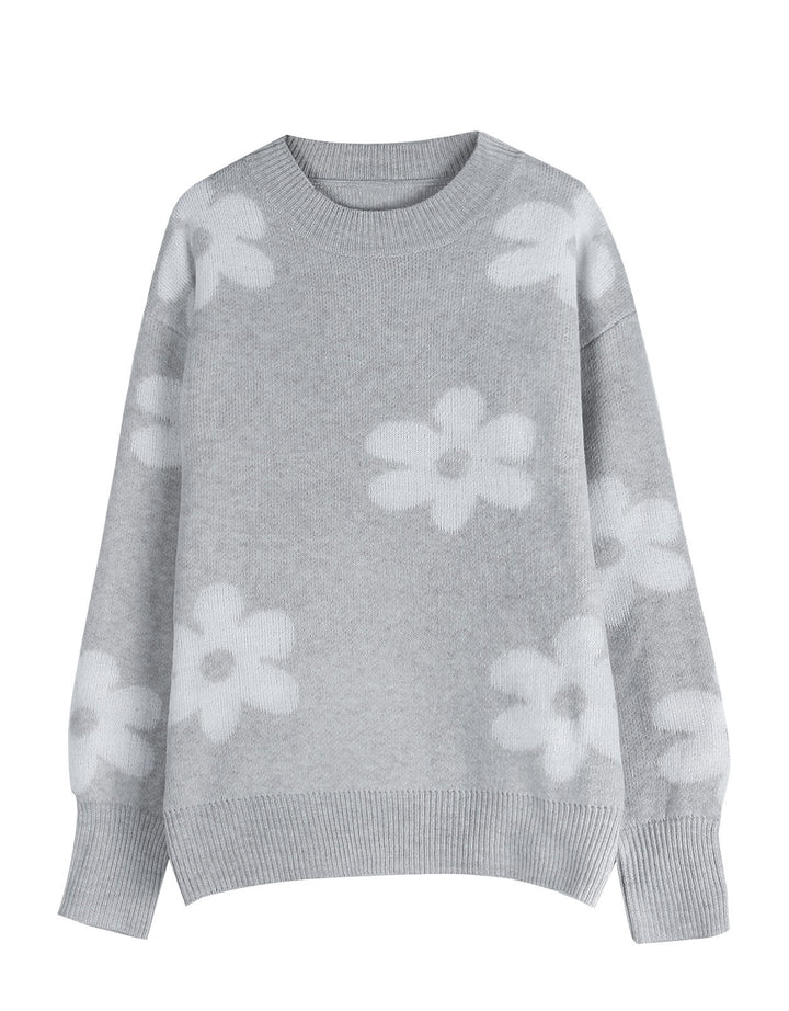 Damsweater med blommönster och avslappnad passform Mirla-Eva Jonsson