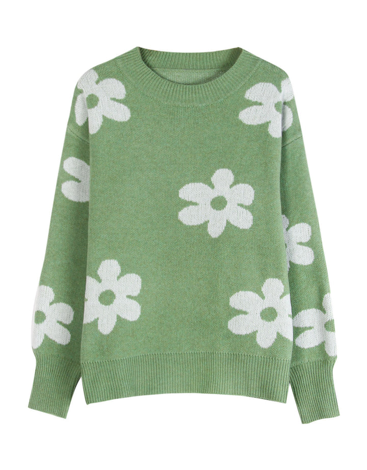 Damsweater med blommönster och avslappnad passform Mirla-Eva Jonsson