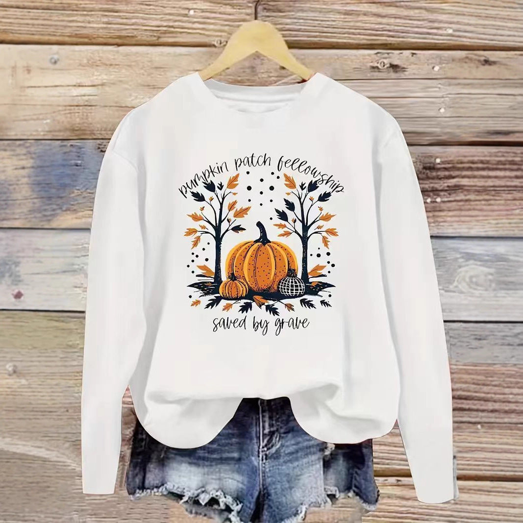Damsweatshirt med höstpumpa design och avslappnad passform Mirla-Eva Jonsson