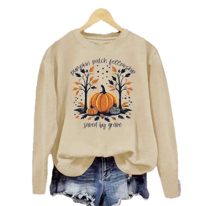 Damsweatshirt med höstpumpa design och avslappnad passform Mirla-Eva Jonsson