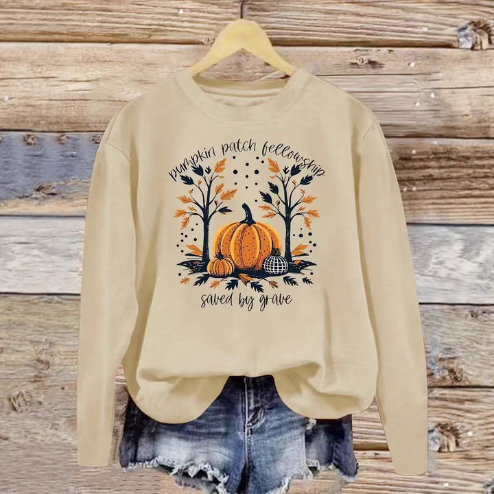 Damsweatshirt med höstpumpa design och avslappnad passform Mirla-Eva Jonsson