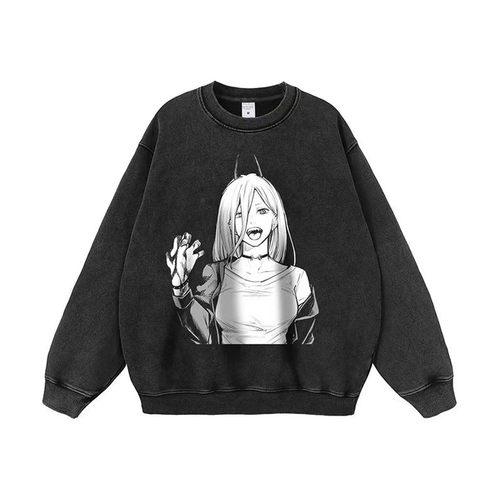 Damsweatshirt med kreativt anime-motiv och avslappnad passform Mirla-Eva Jonsson