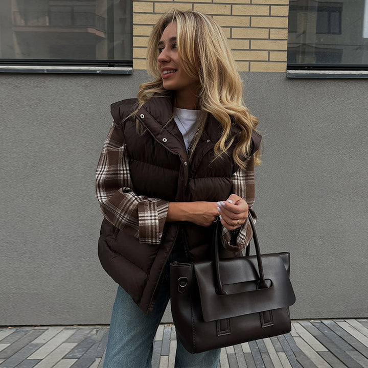 Damsydd quiltad väst med borstat flanellskjorta Mirla-Eva Jonsson