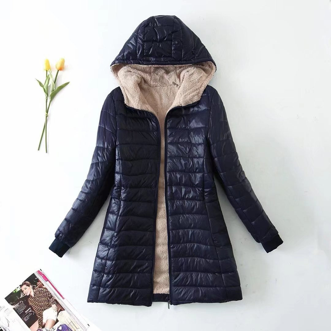 Damsydd quiltad vinterkappa med huva och mjukt foder Mirla-Eva Jonsson
