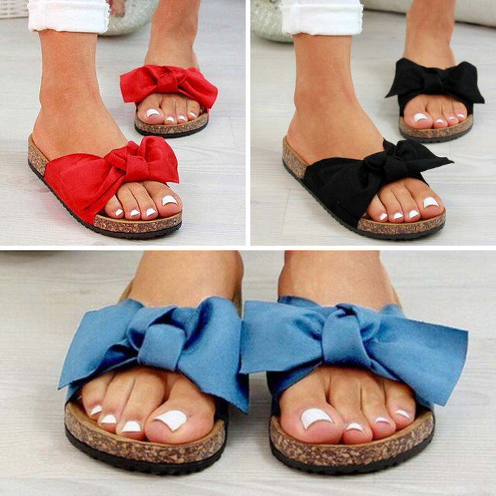 Damtofflor | Platta | Rosett | Slip-on-sandaler | Ortopediska sandaler-Eva Jonsson
