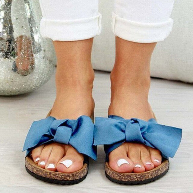 Damtofflor | Platta | Rosett | Slip-on-sandaler | Ortopediska sandaler-Eva Jonsson