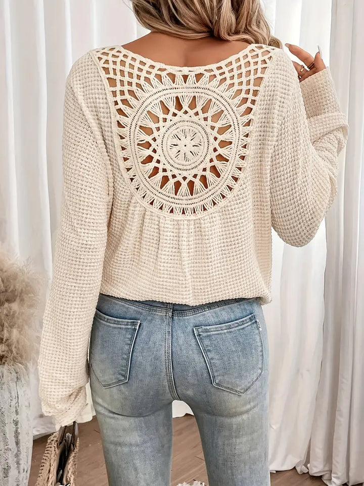 Damtröja | Casual | Virka | Boho Blus | Långärmade toppar för kvinnor-Eva Jonsson