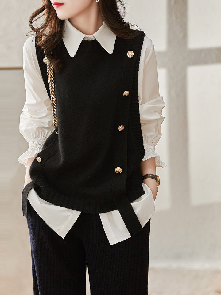 Damtröja med Knäppningar och Sidband Eva Jonsson-Eva Jonsson