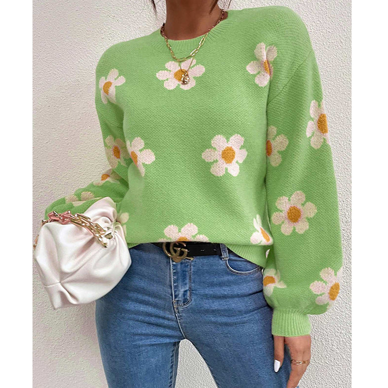 Damtröja med blommönster och voluminösa ärmar Mirla-Eva Jonsson