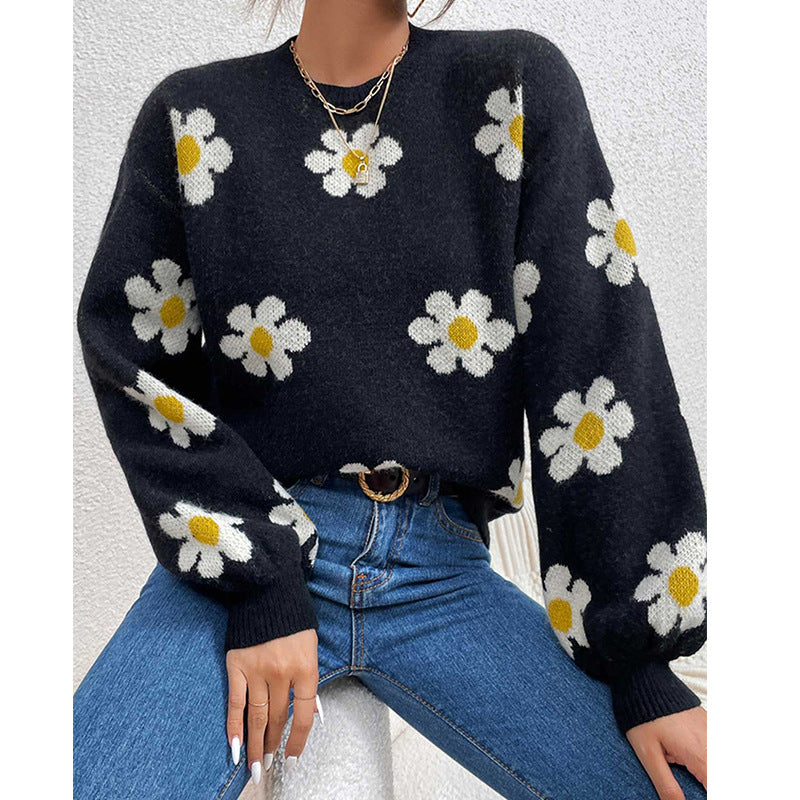 Damtröja med blommönster och voluminösa ärmar Mirla-Eva Jonsson