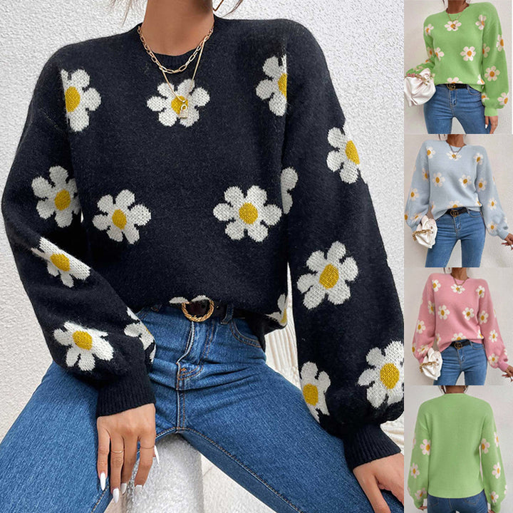 Damtröja med blommönster och voluminösa ärmar Mirla-Eva Jonsson