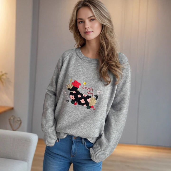 Damtröja med djurmotiv och dekorativa broderier Mirla-Eva Jonsson