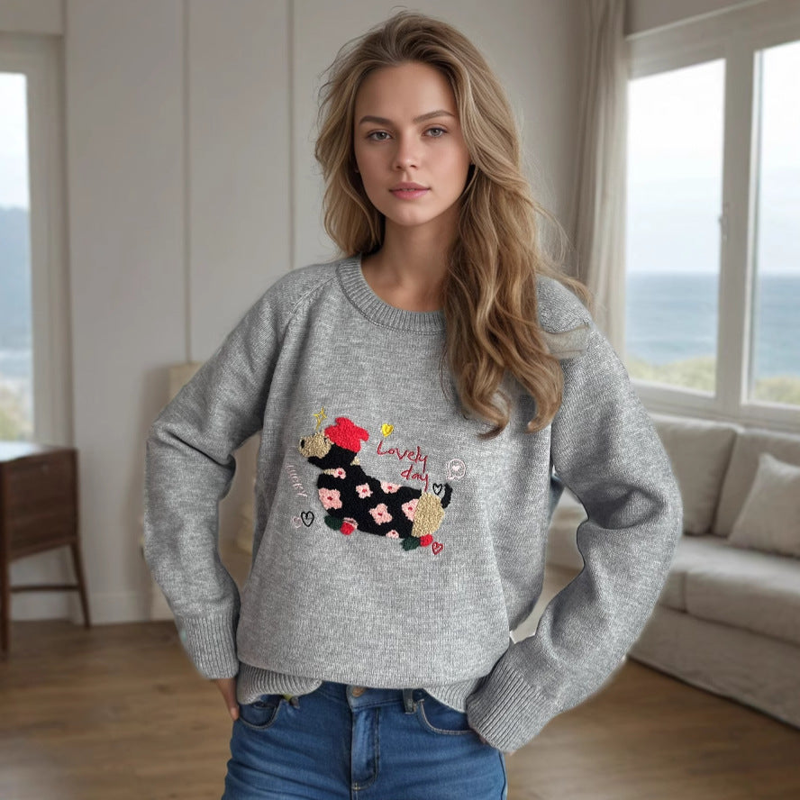 Damtröja med djurmotiv och dekorativa broderier Mirla-Eva Jonsson