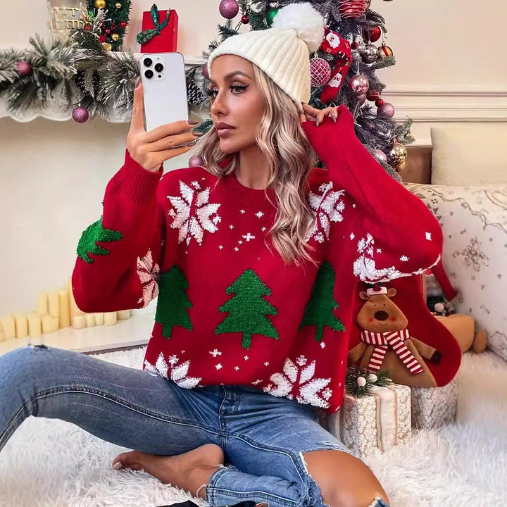 Damtröja med festligt julmotiv och kramig struktur Mirla-Eva Jonsson