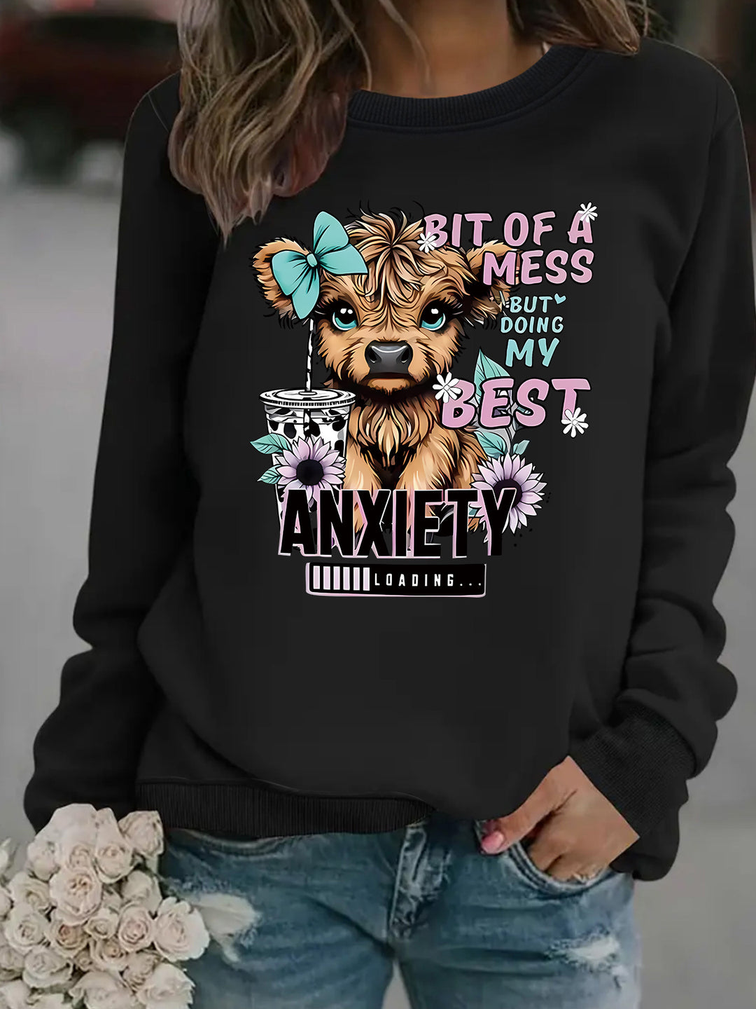 Damtröja med kreativ hunddesign och inspirerande text Mirla-Eva Jonsson
