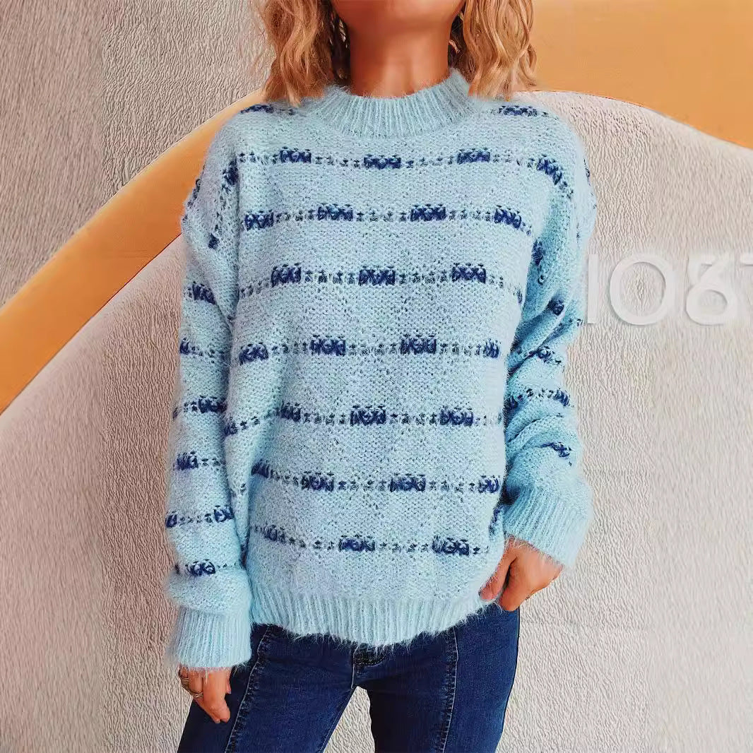 Damtröja med mjukt mohairmaterial och modernt randmönster Eva Jonsson-Eva Jonsson