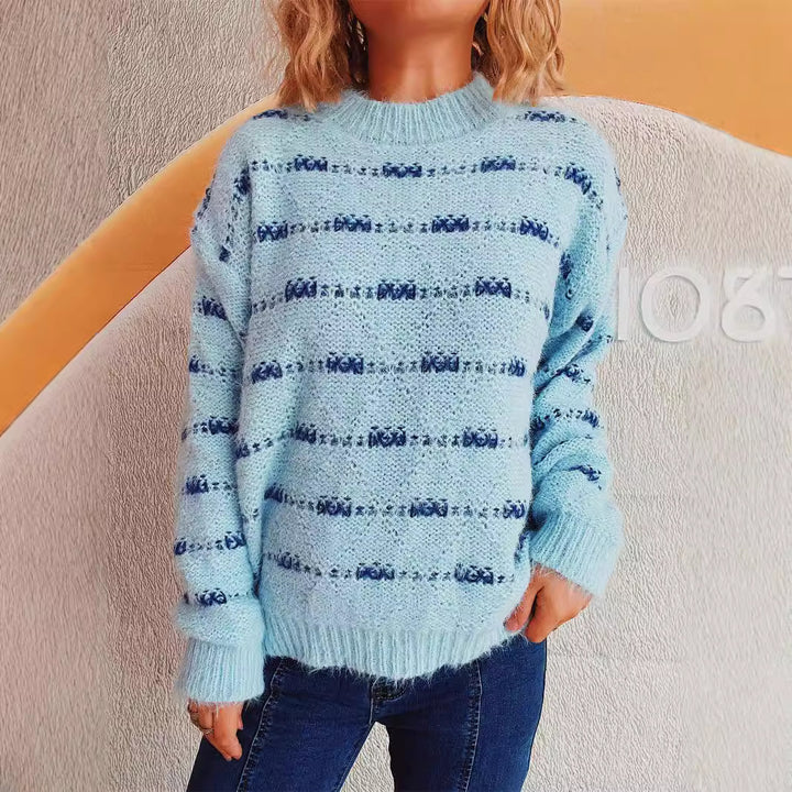 Damtröja med mjukt mohairmaterial och modernt randmönster Eva Jonsson-Eva Jonsson